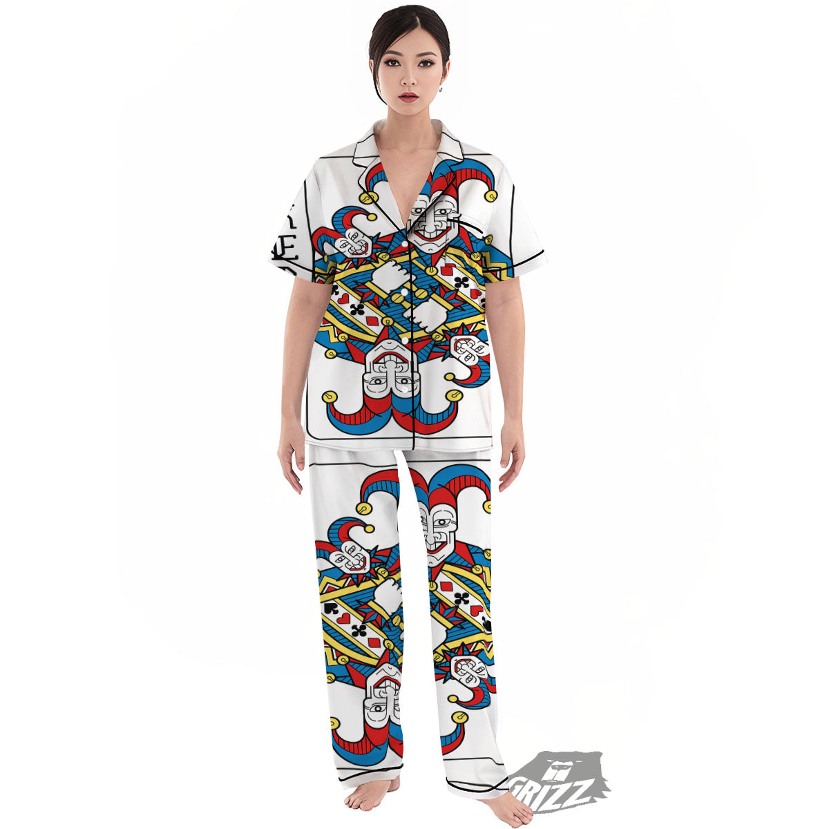 Playing Cards Joker Print Women's Pajamas Set-grizzshop