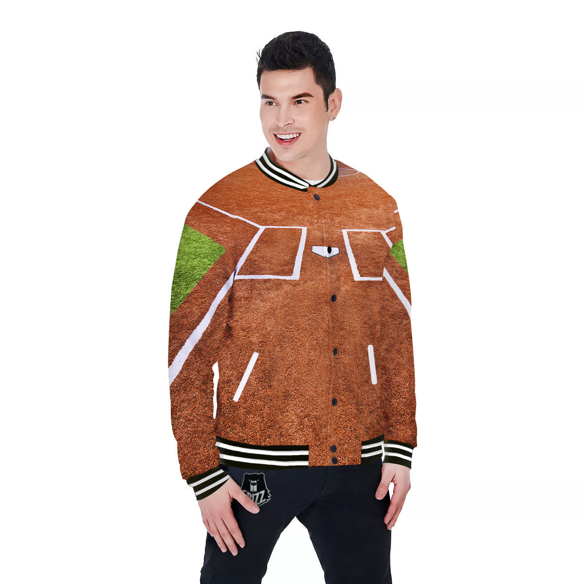 Playing Field Softball Print Baseball Jacket-grizzshop