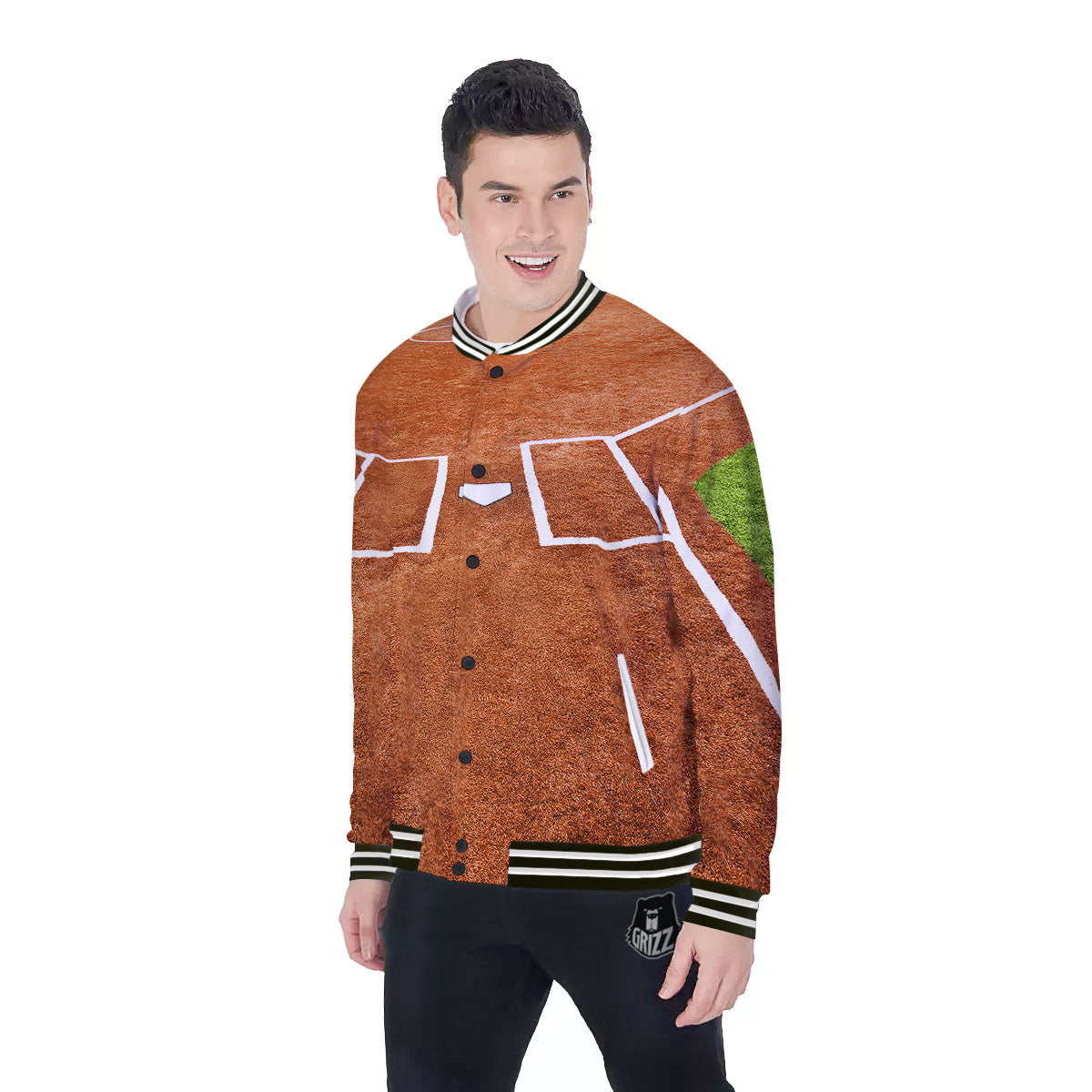 Playing Field Softball Print Baseball Jacket-grizzshop