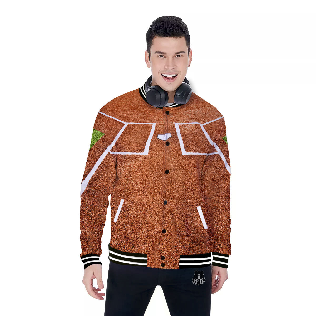 Playing Field Softball Print Baseball Jacket-grizzshop