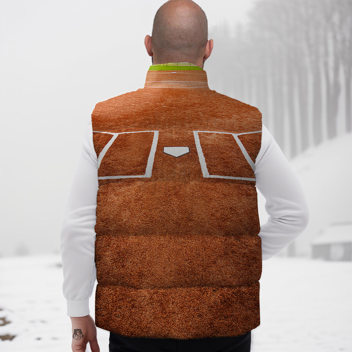 Playing Field Softball Print Down Vest-grizzshop