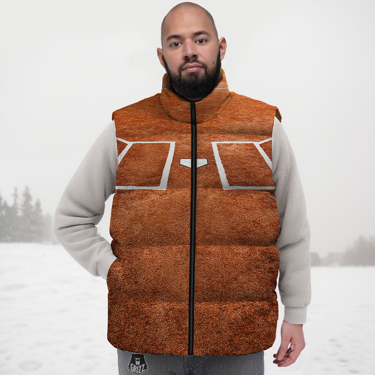 Playing Field Softball Print Down Vest-grizzshop