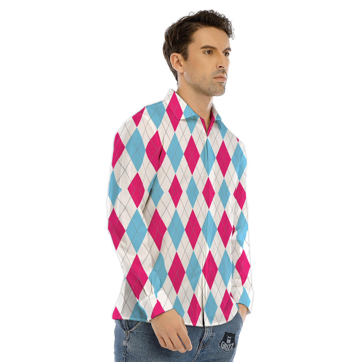 Playing Field Softball Print Men's Dress Shirts-grizzshop