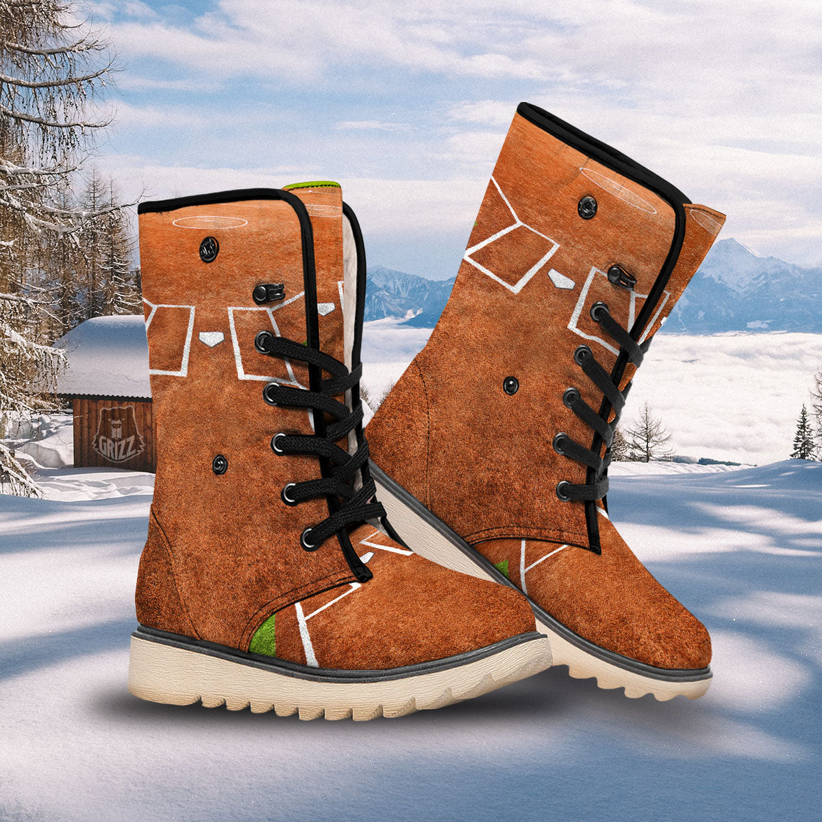 Playing Field Softball Print Snow Boots-grizzshop