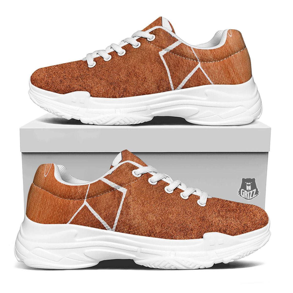 Playing Field Softball Print White Chunky Shoes-grizzshop