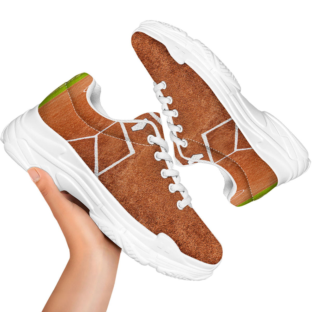 Playing Field Softball Print White Chunky Shoes-grizzshop