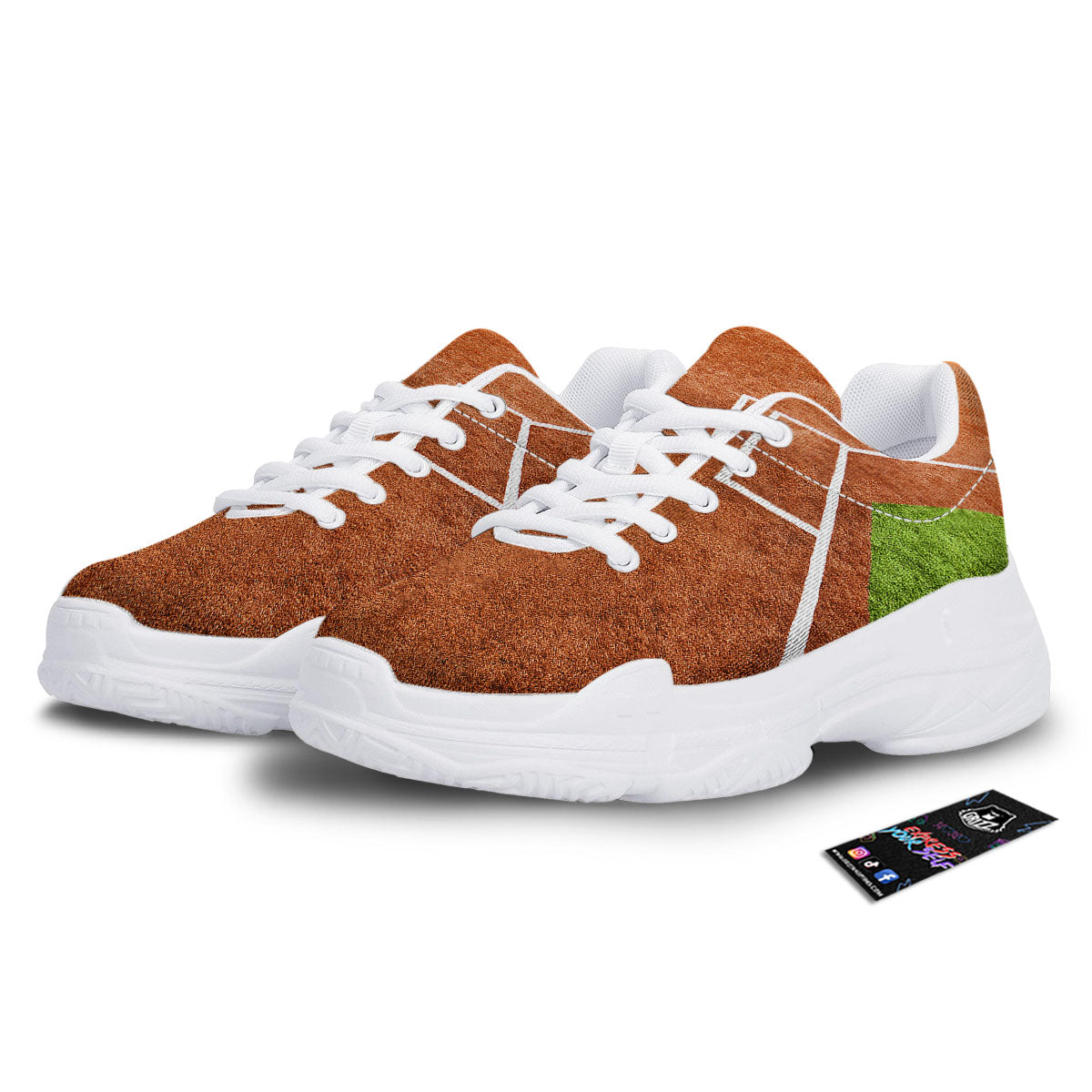 Playing Field Softball Print White Chunky Shoes-grizzshop