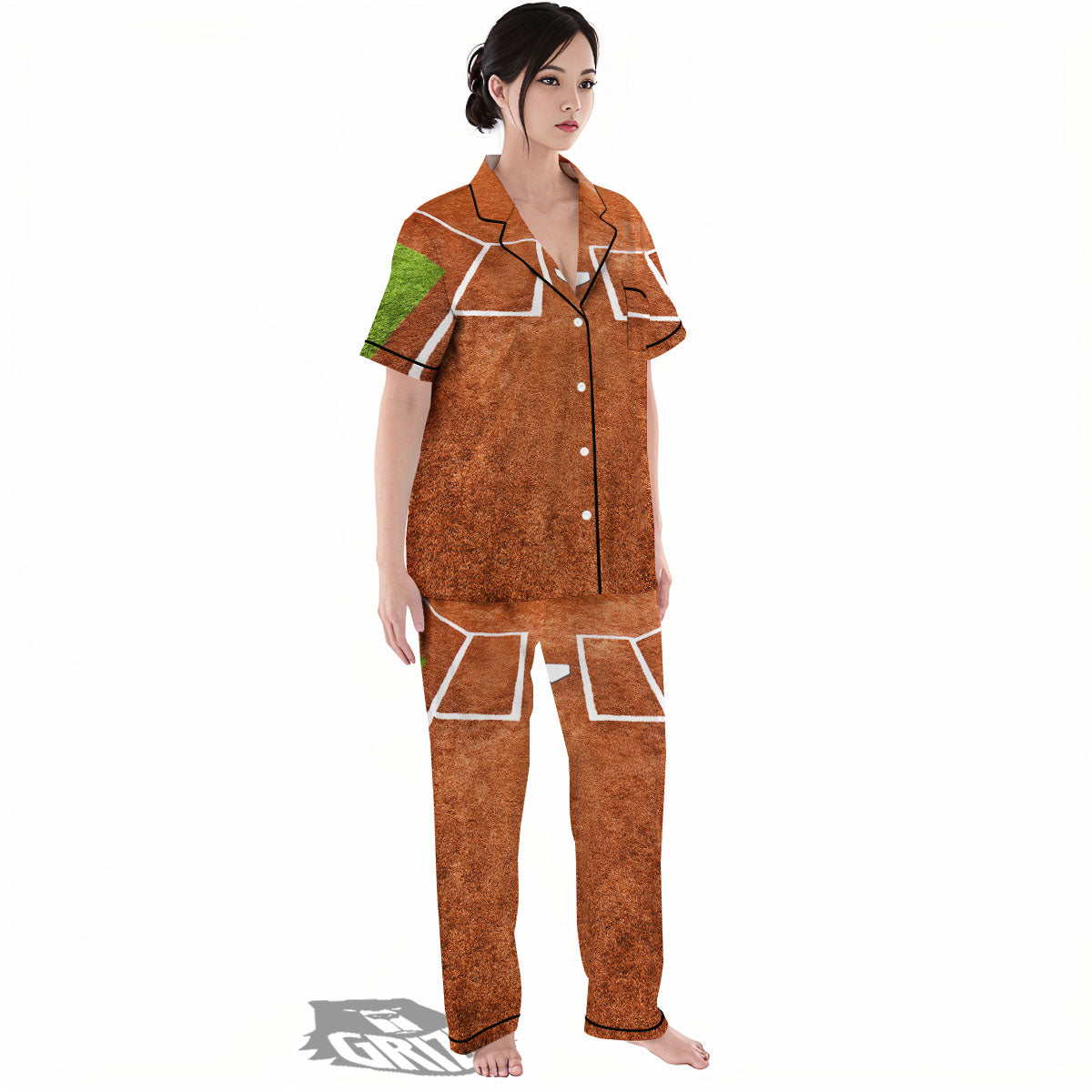 Playing Field Softball Print Women's Pajamas Set-grizzshop