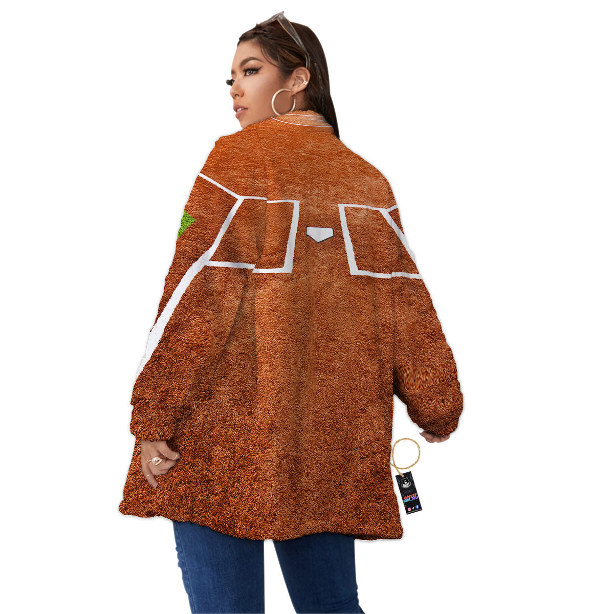Playing Field Softball Print Women's Sherpa Jacket-grizzshop