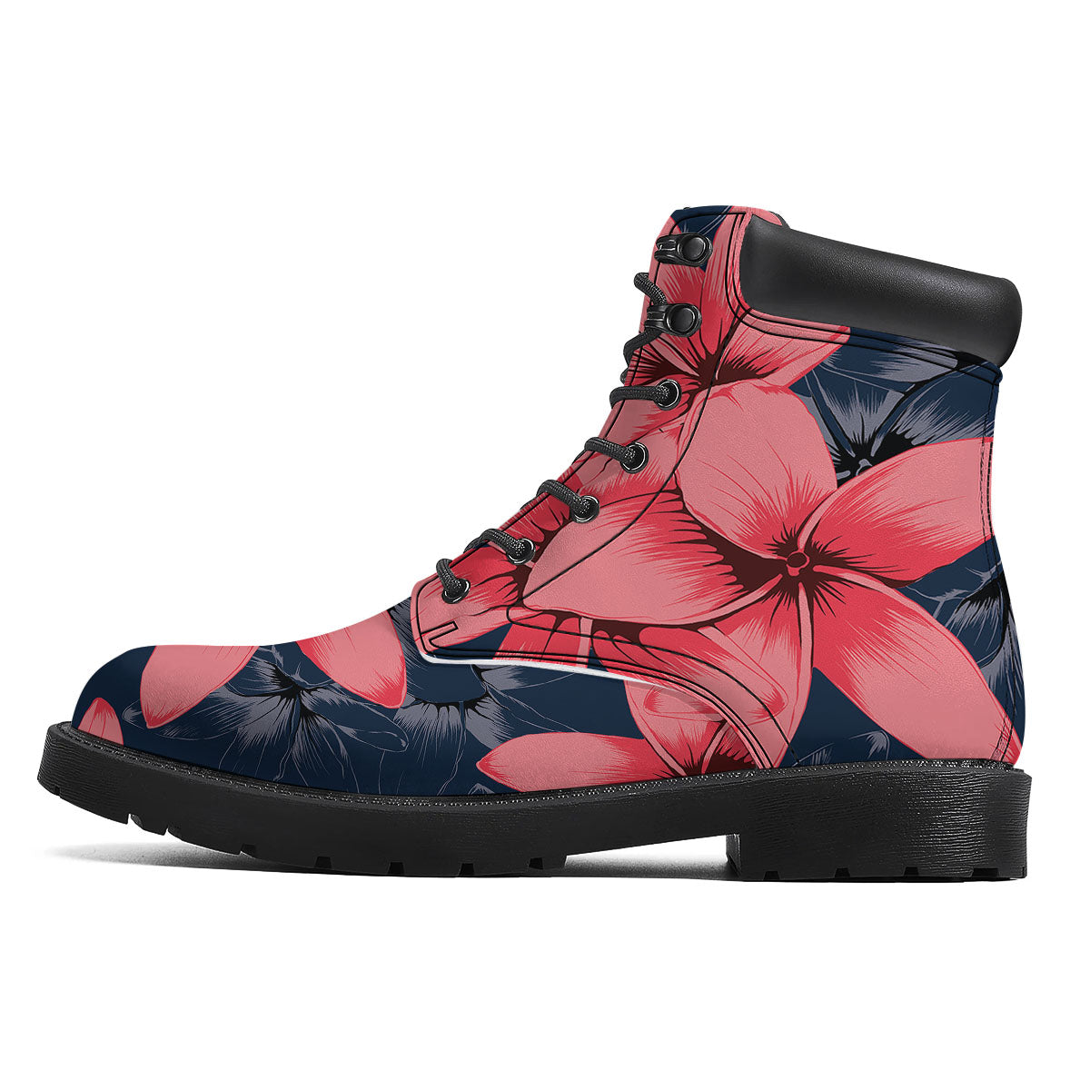 Plumeria Flower Pink Print Boots-grizzshop