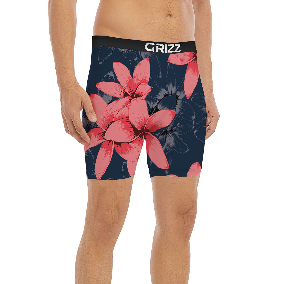 Plumeria Flower Pink Print Boxer Briefs-grizzshop