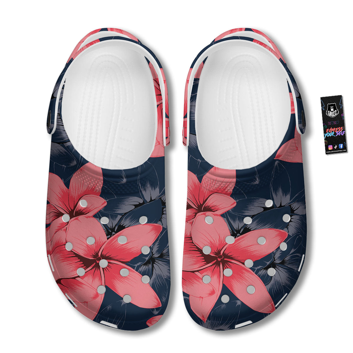 Plumeria Flower Pink Print Clog-grizzshop