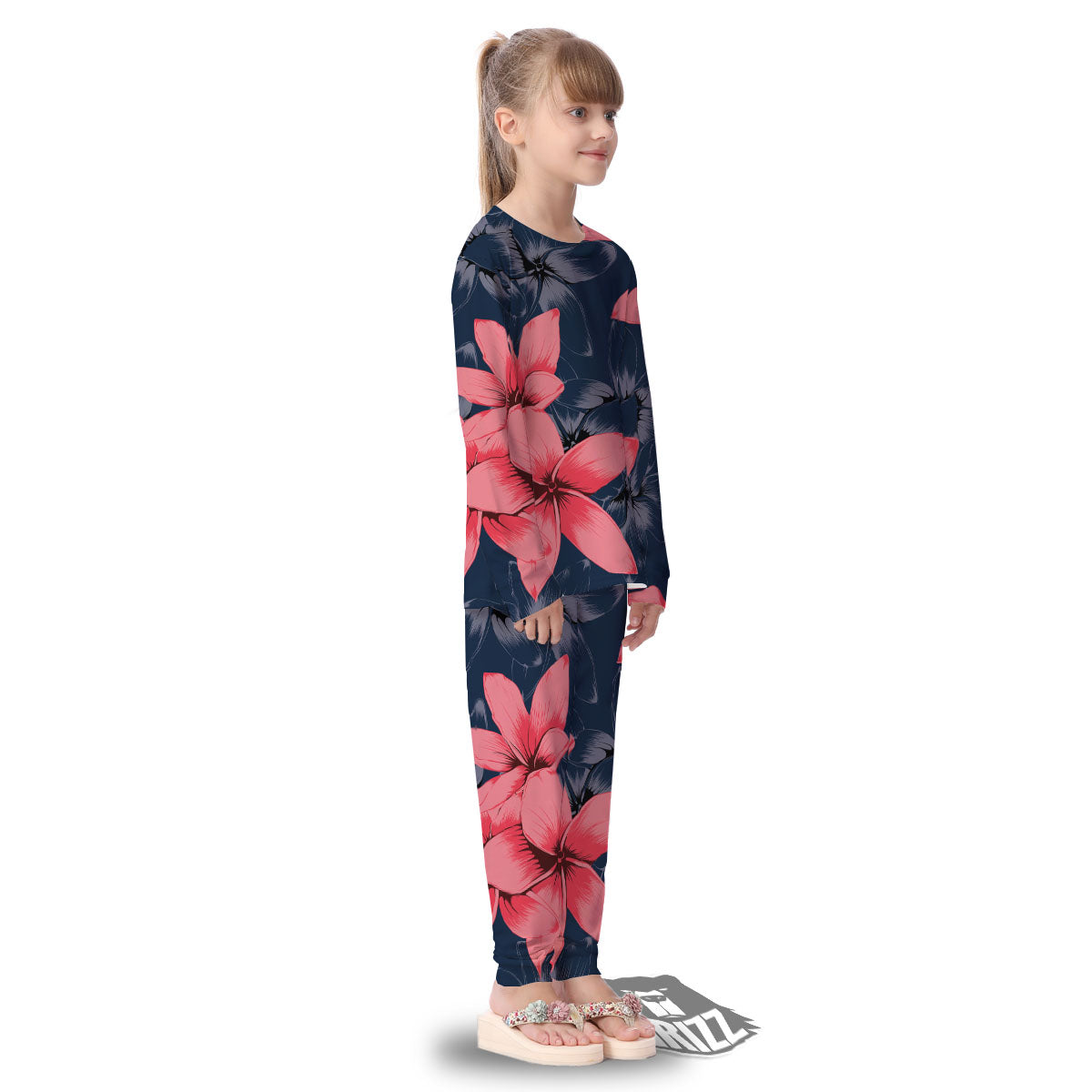 Plumeria Flower Pink Print Kid's Pajamas-grizzshop