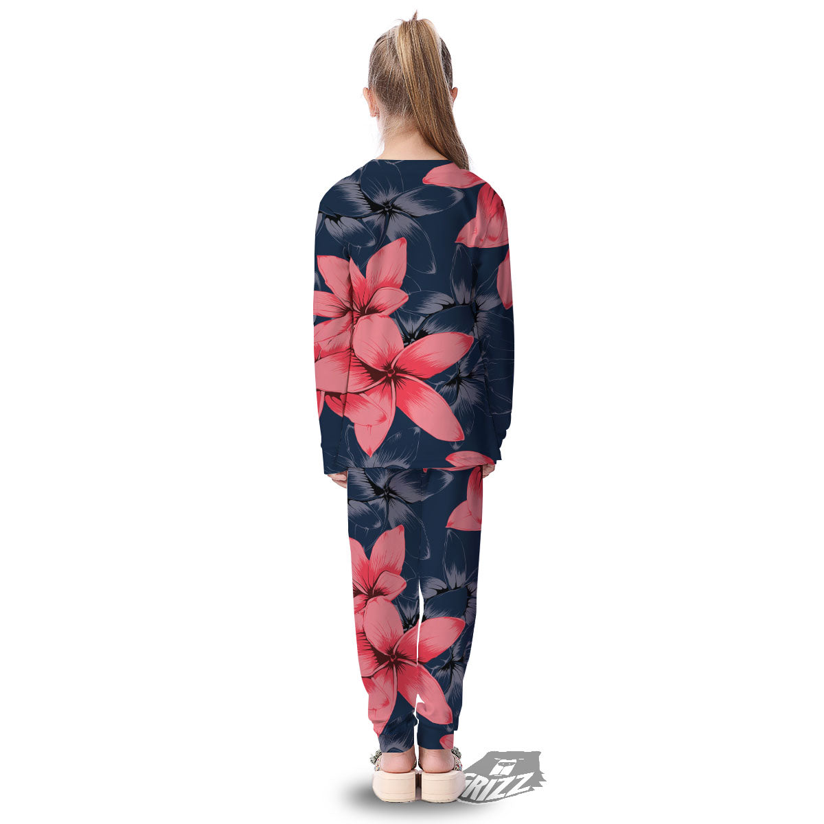 Plumeria Flower Pink Print Kid's Pajamas-grizzshop