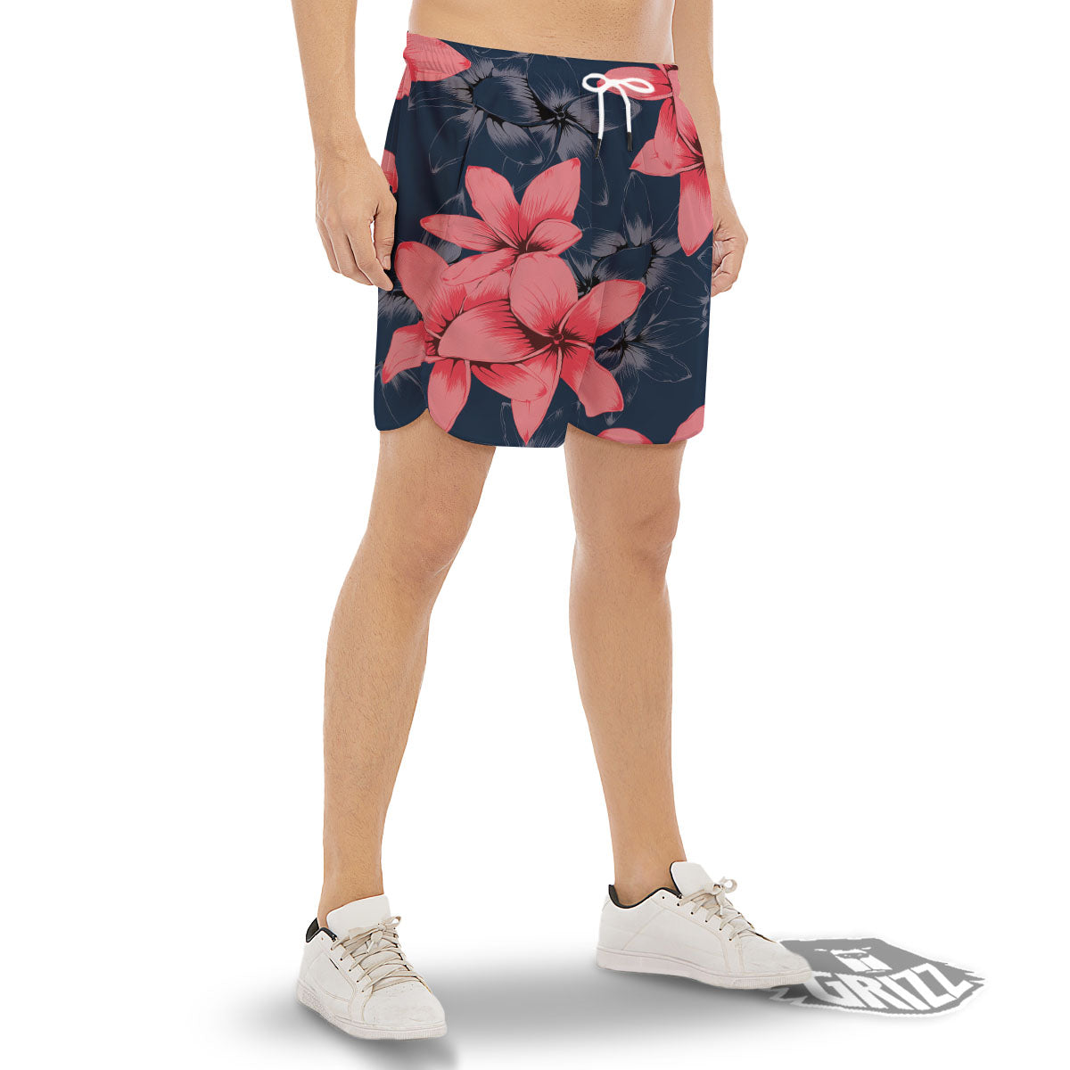Plumeria Flower Pink Print Men's Gym Shorts-grizzshop