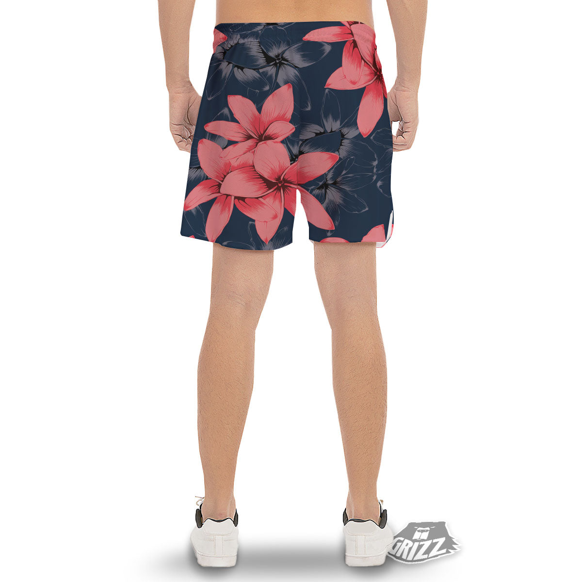 Plumeria Flower Pink Print Men's Gym Shorts-grizzshop