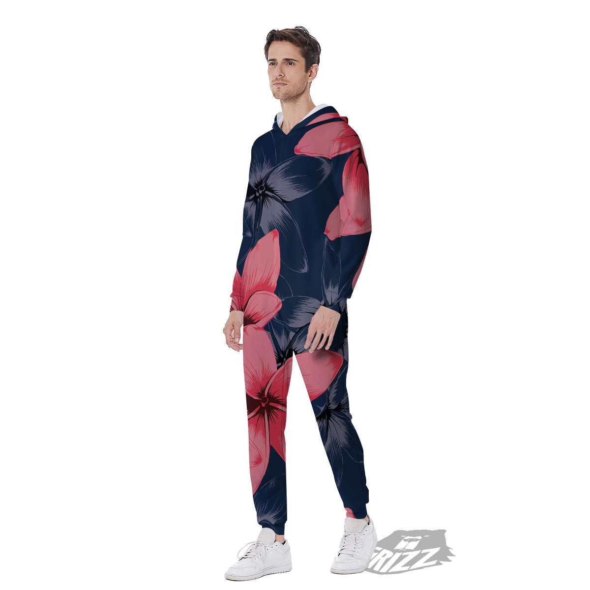 Plumeria Flower Pink Print Men's Jumpsuit-grizzshop