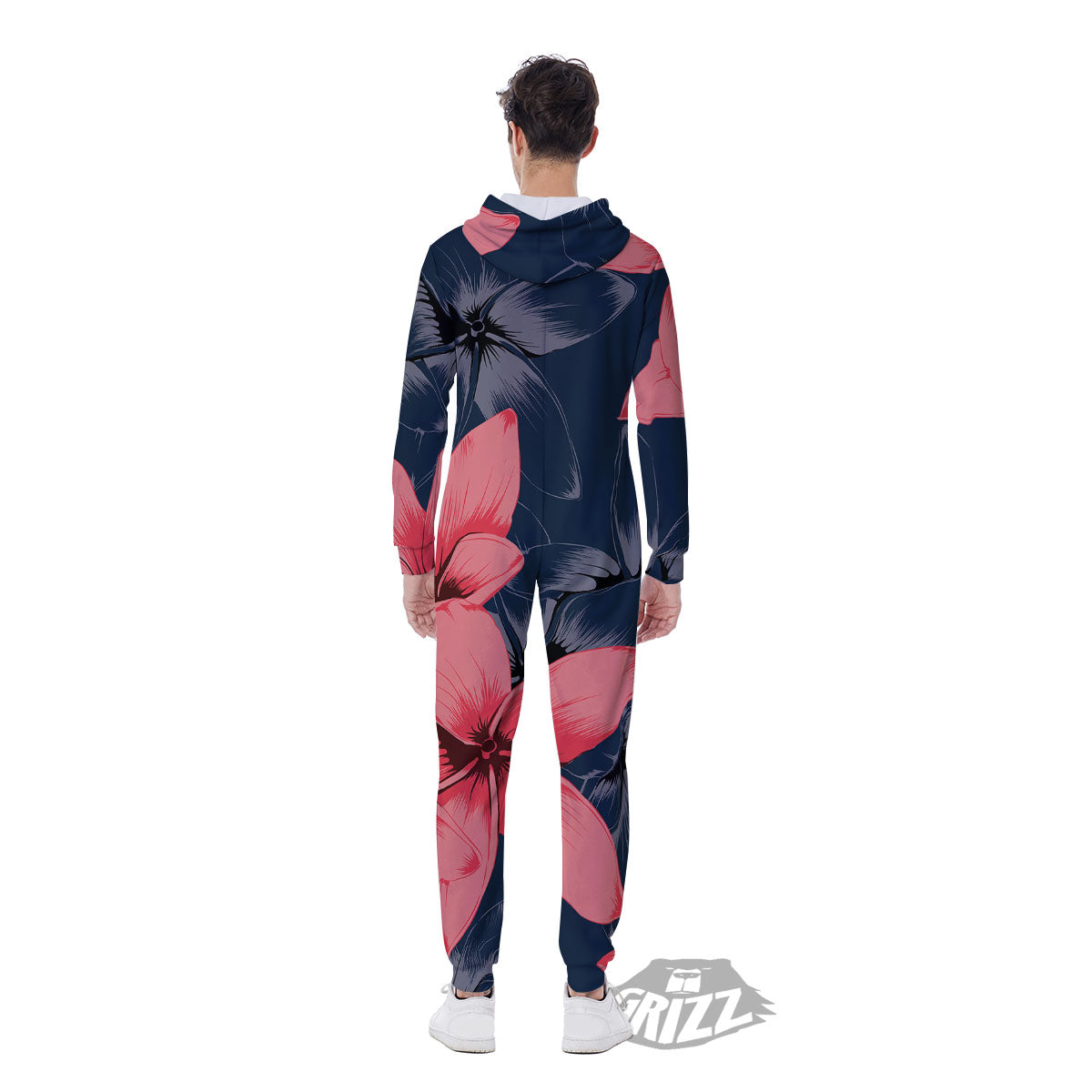 Plumeria Flower Pink Print Men's Jumpsuit-grizzshop