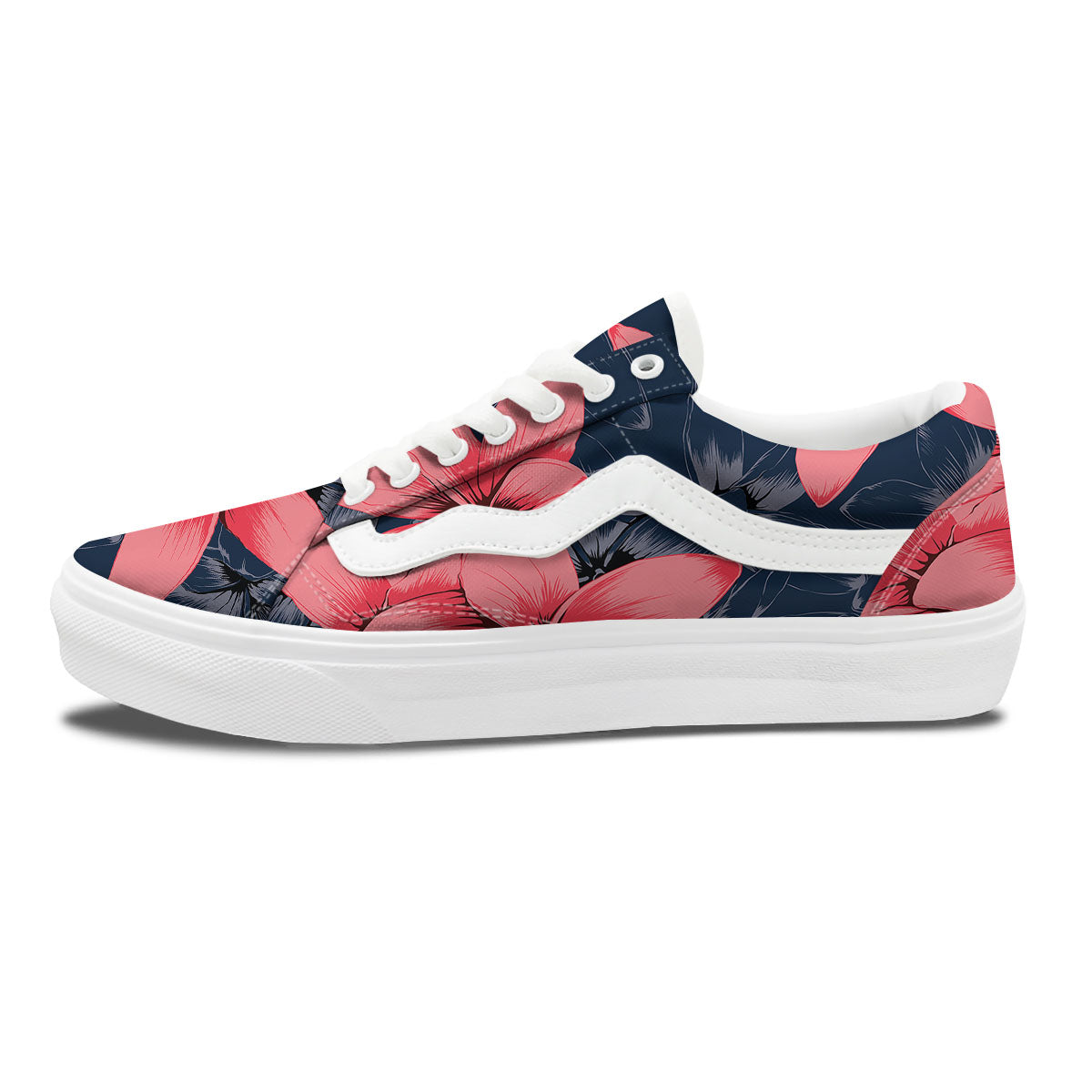 Plumeria Flower Pink Print Skate Shoes-grizzshop