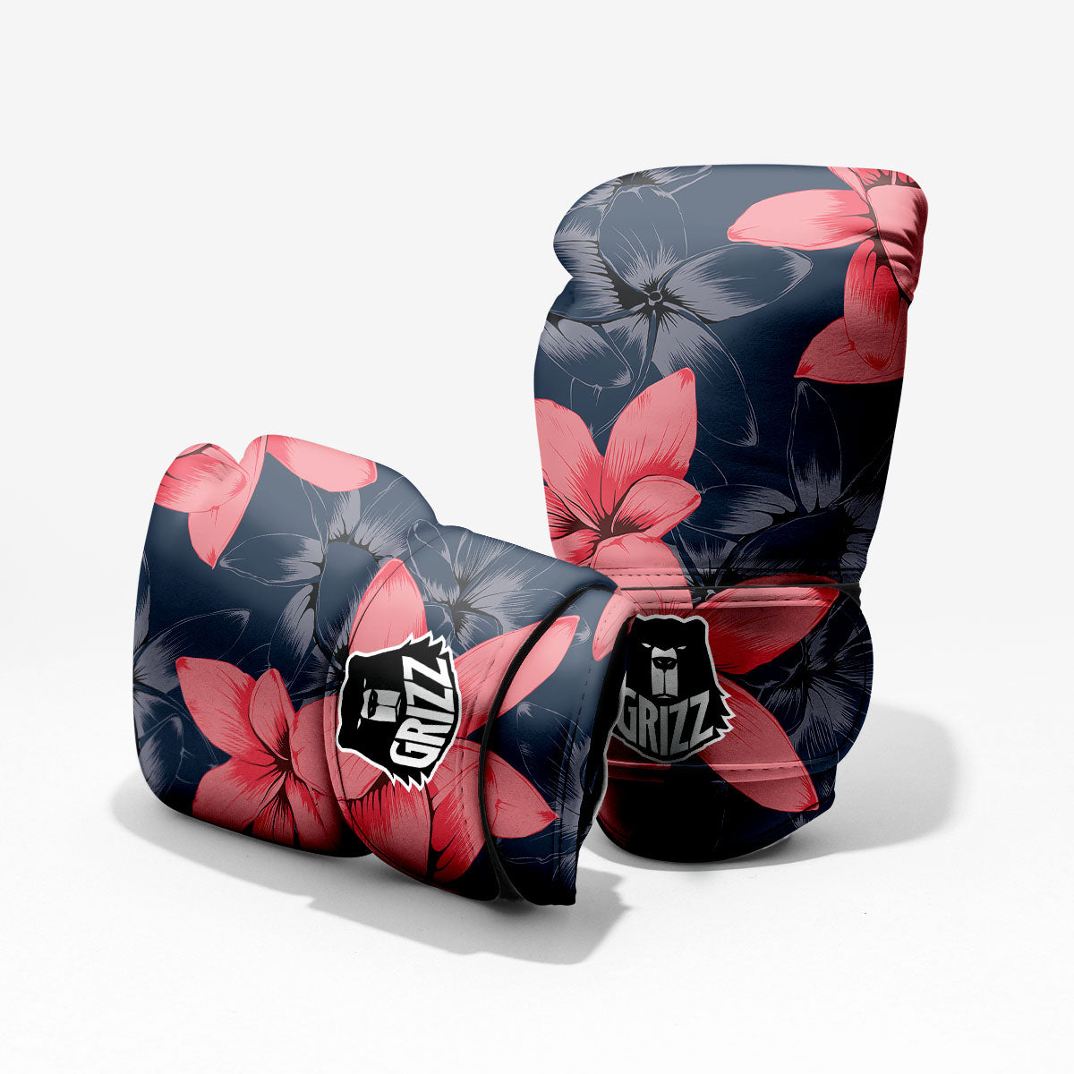 Plumeria Flower Pink Print Sparring Gloves-grizzshop