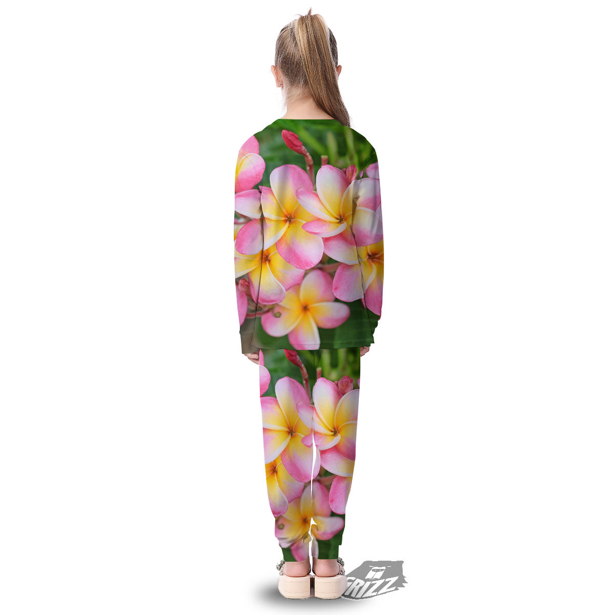 Plumeria Flower Yellow And Pink Print Kid's Pajamas-grizzshop