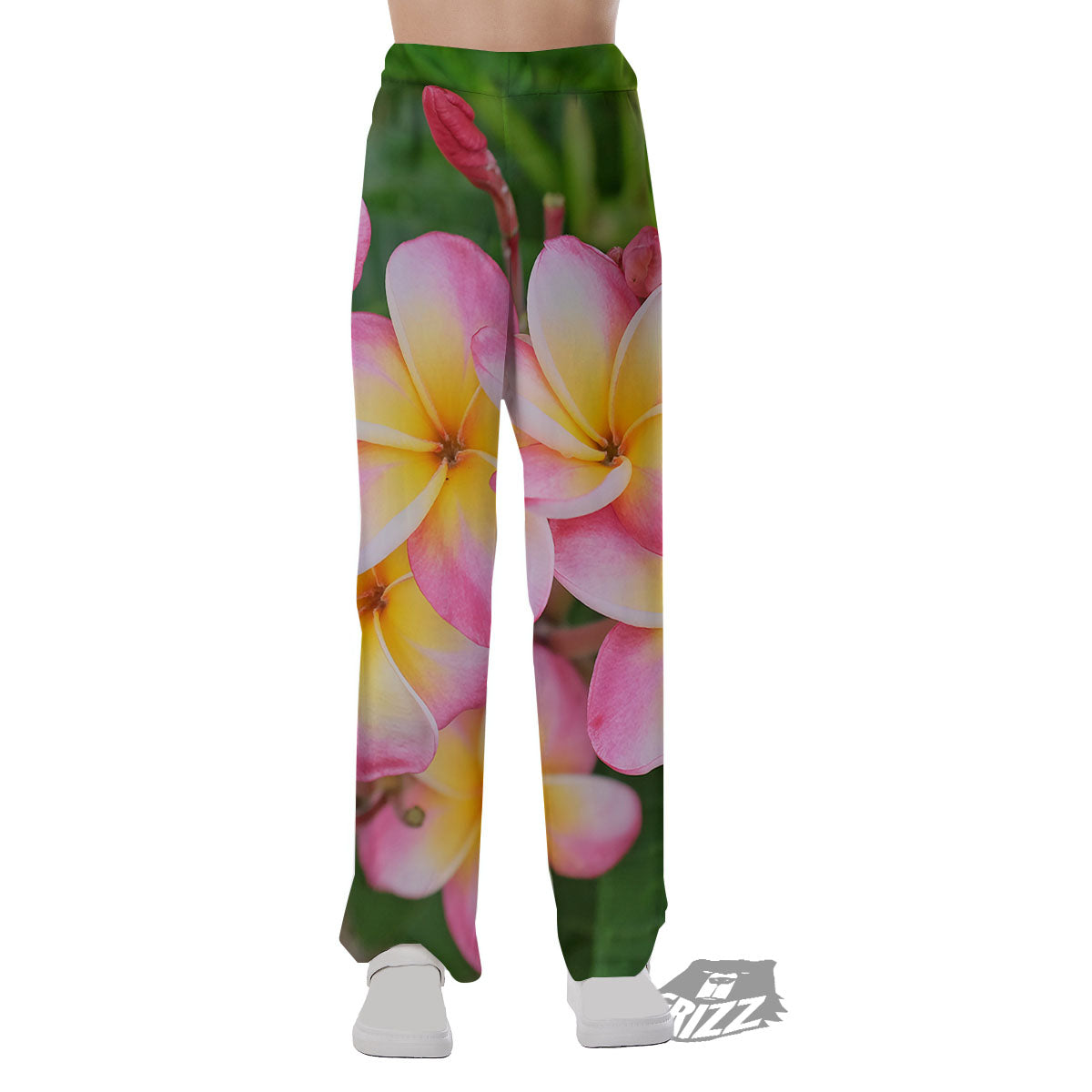 Plumeria Flower Yellow And Pink Print Pajama Pants-grizzshop