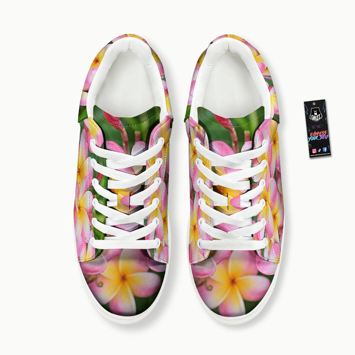 Plumeria Flower Yellow And Pink Print Platform Shoes-grizzshop