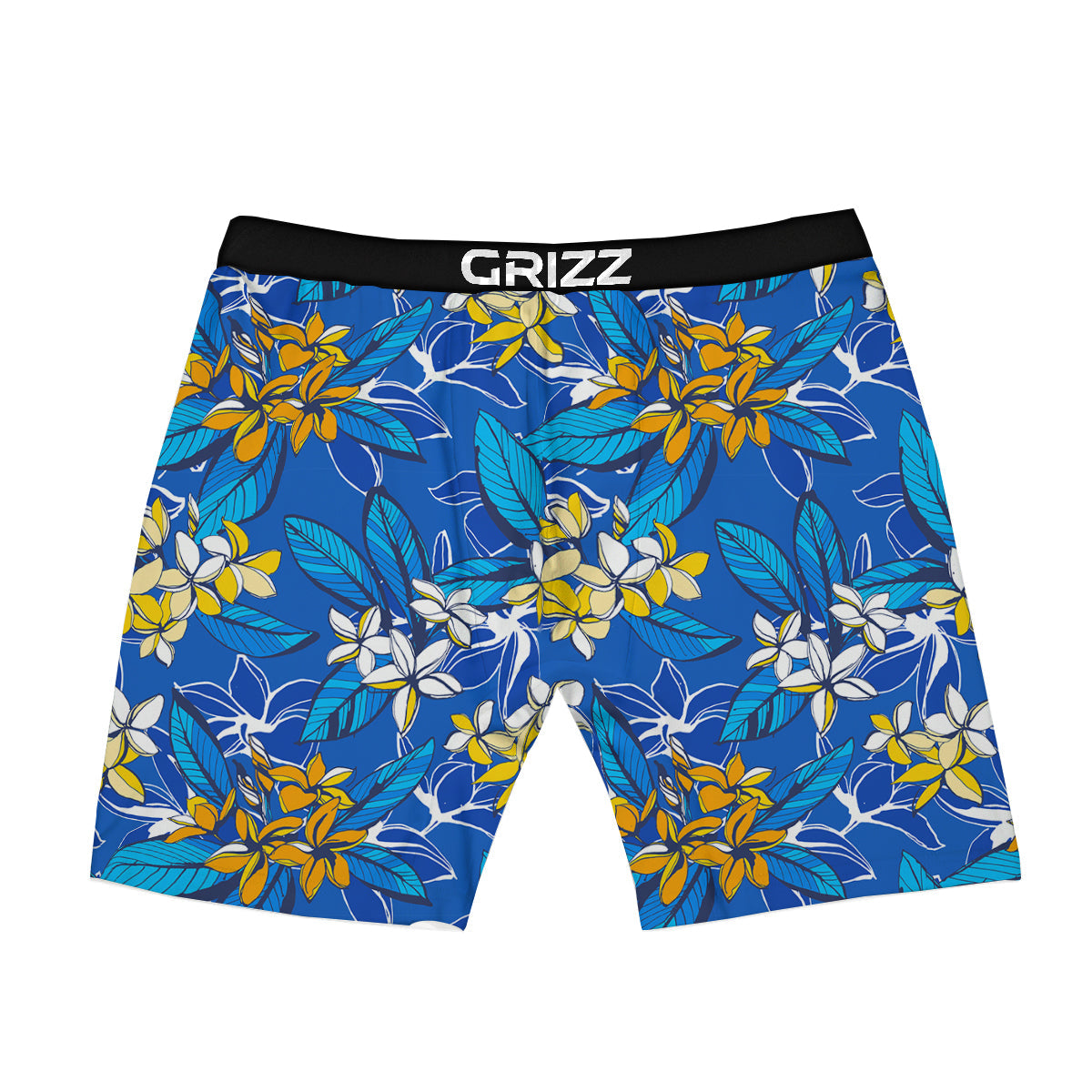 Plumeria Flower Yellow And White Blue Print Pattern Boxer Briefs-grizzshop