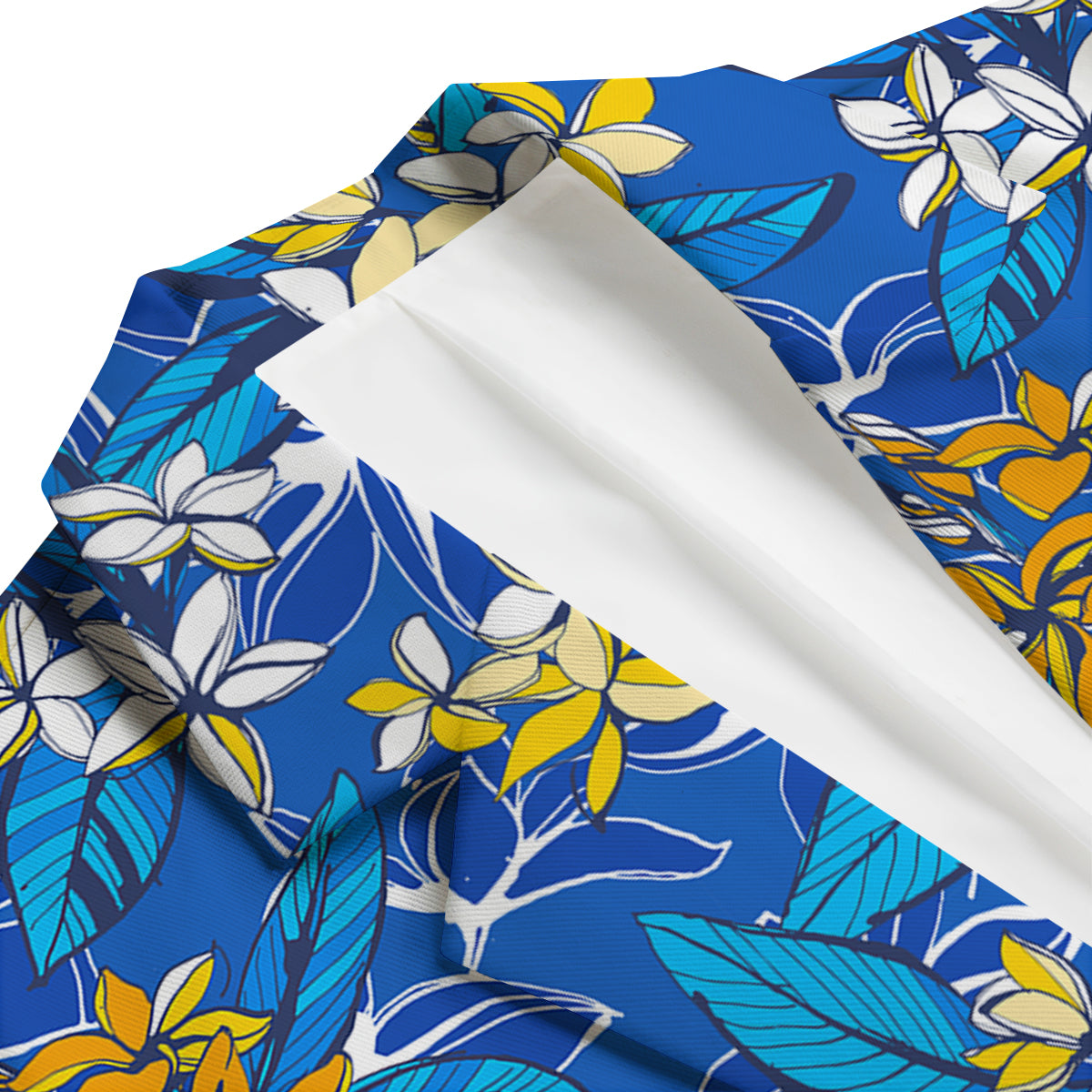 Plumeria Flower Yellow And White Blue Print Pattern Men's Blazer-grizzshop