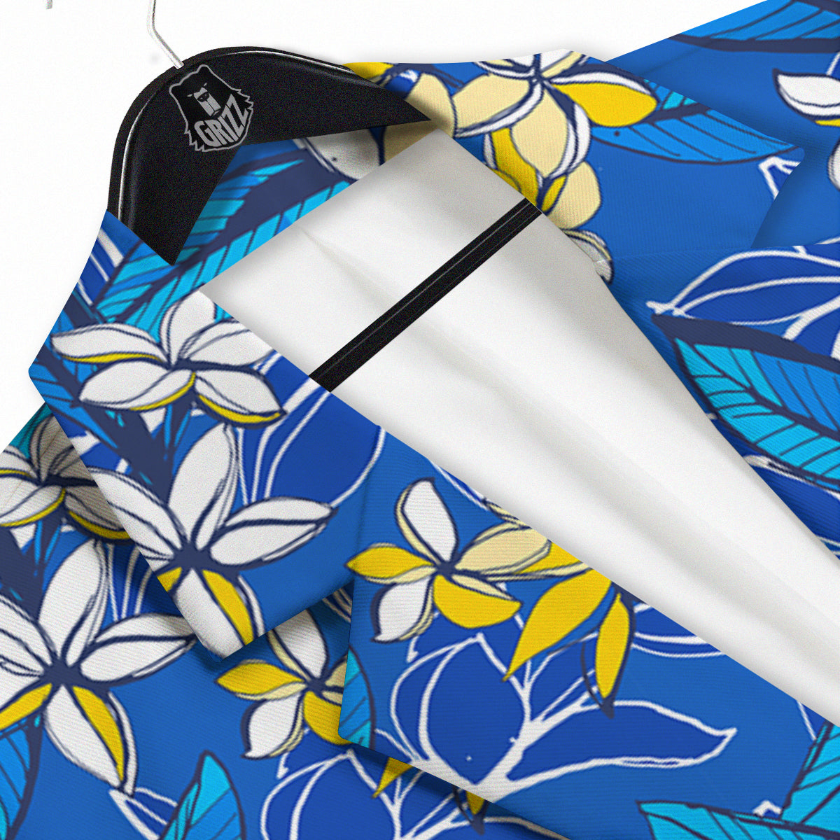 Plumeria Flower Yellow And White Blue Print Pattern Men's Sport Coat-grizzshop