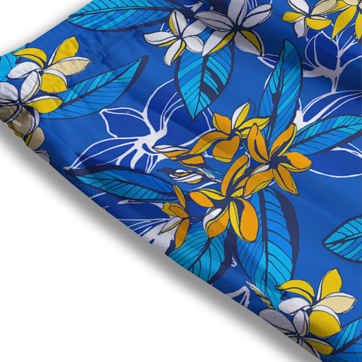 Plumeria Flower Yellow And White Blue Print Pattern Mesh Shorts-grizzshop