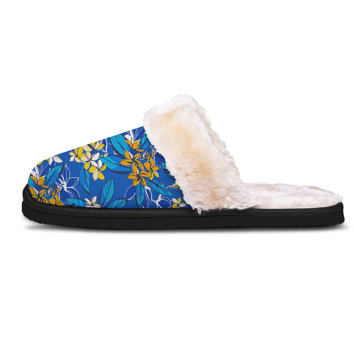 Plumeria Flower Yellow And White Blue Print Pattern Slippers-grizzshop