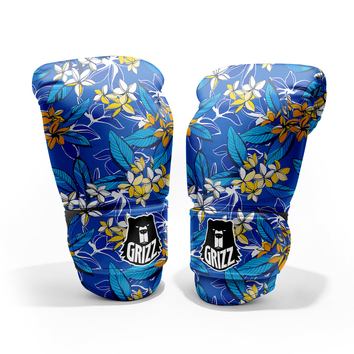 Plumeria Flower Yellow And White Blue Print Pattern Pro Boxing Glove