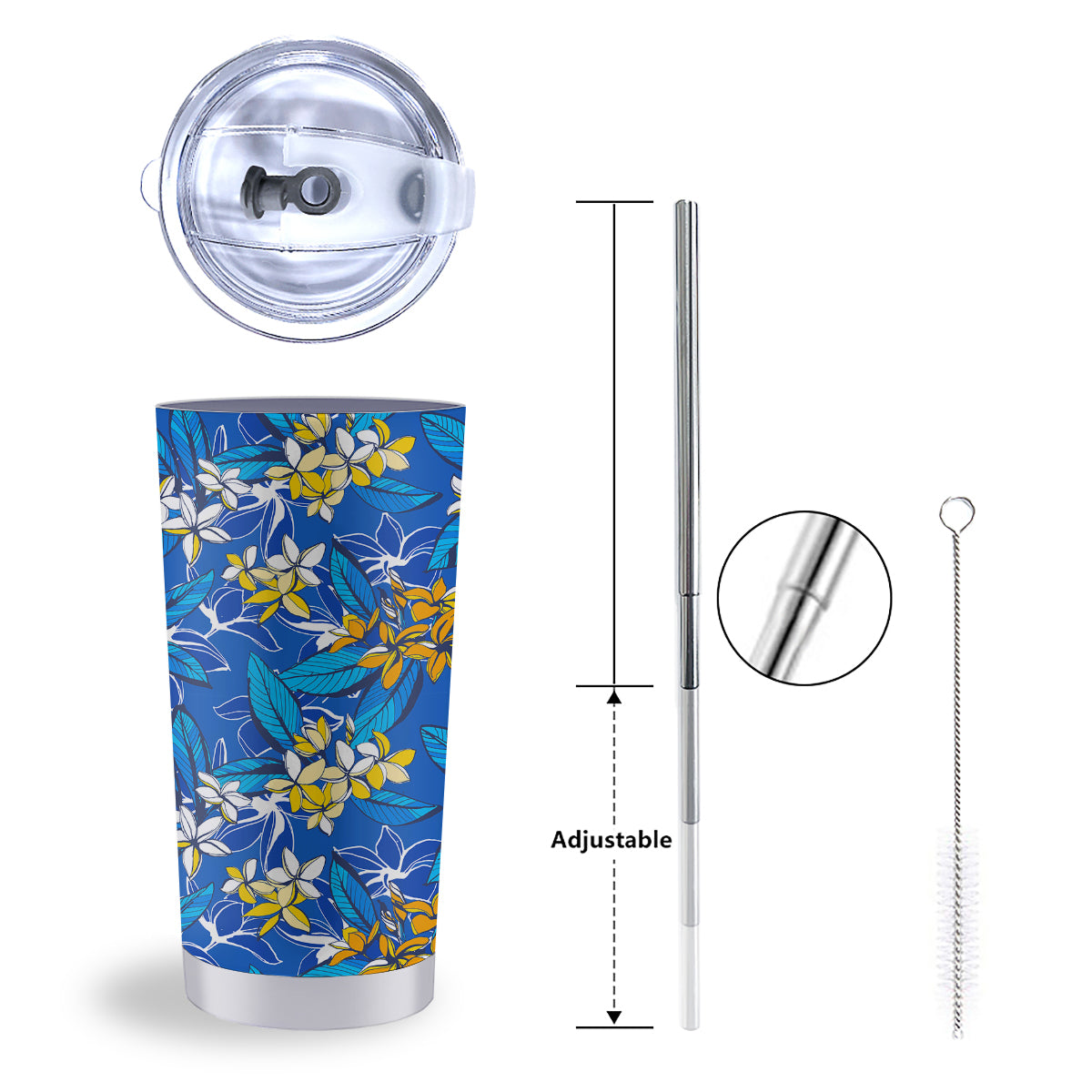 Plumeria Flower Yellow And White Blue Print Pattern Tumbler-grizzshop