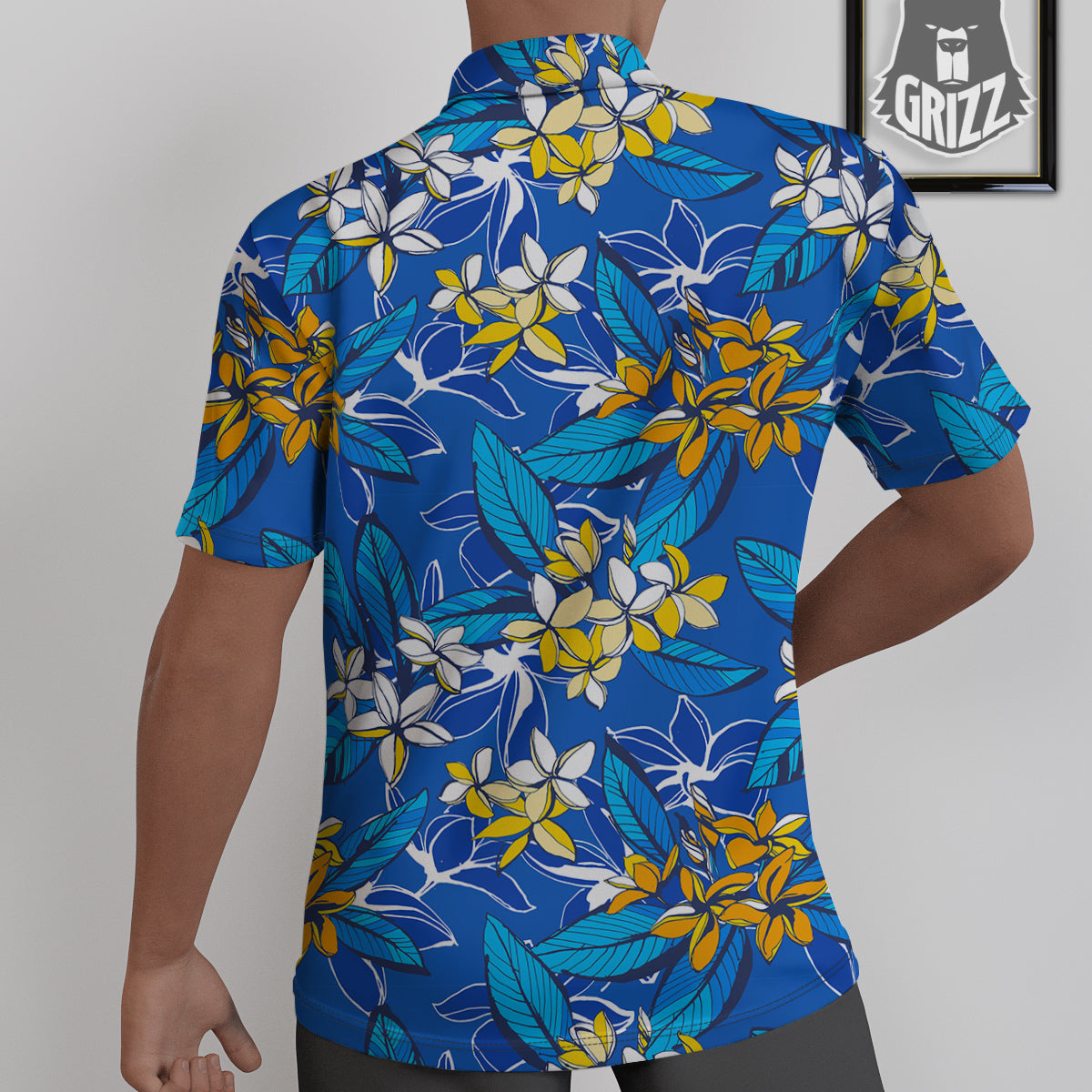 Plumeria Flower Yellow And White Blue Print Pattern Untucked Shirts-grizzshop