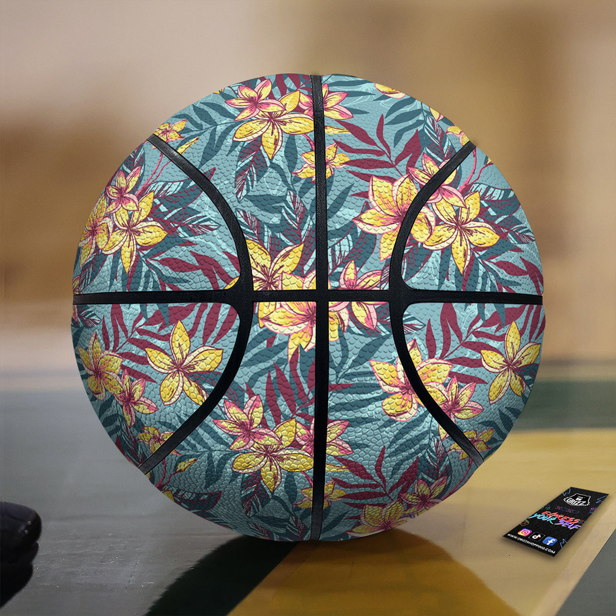Plumeria Frangipani Tropical Print Pattern Basketball