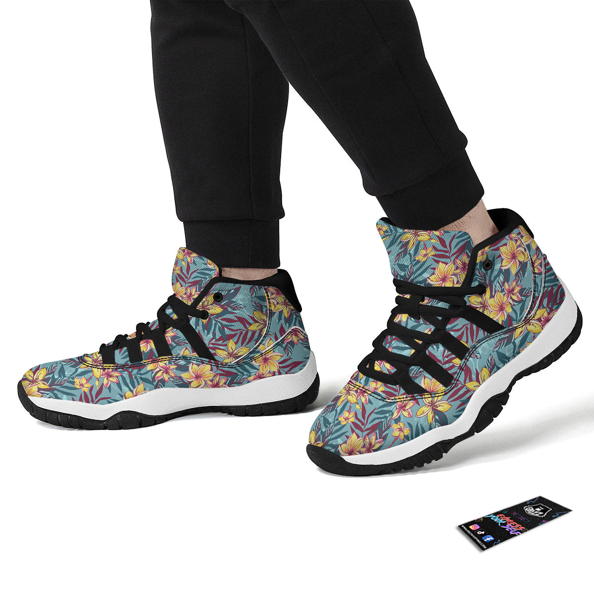 Plumeria Frangipani Tropical Print Pattern Black Bball Shoes-grizzshop