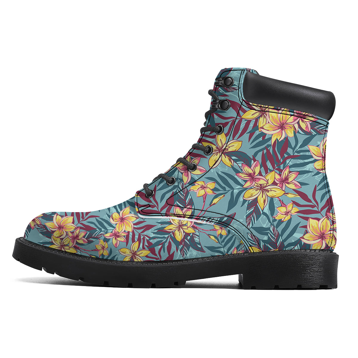 Plumeria Frangipani Tropical Print Pattern Boots-grizzshop