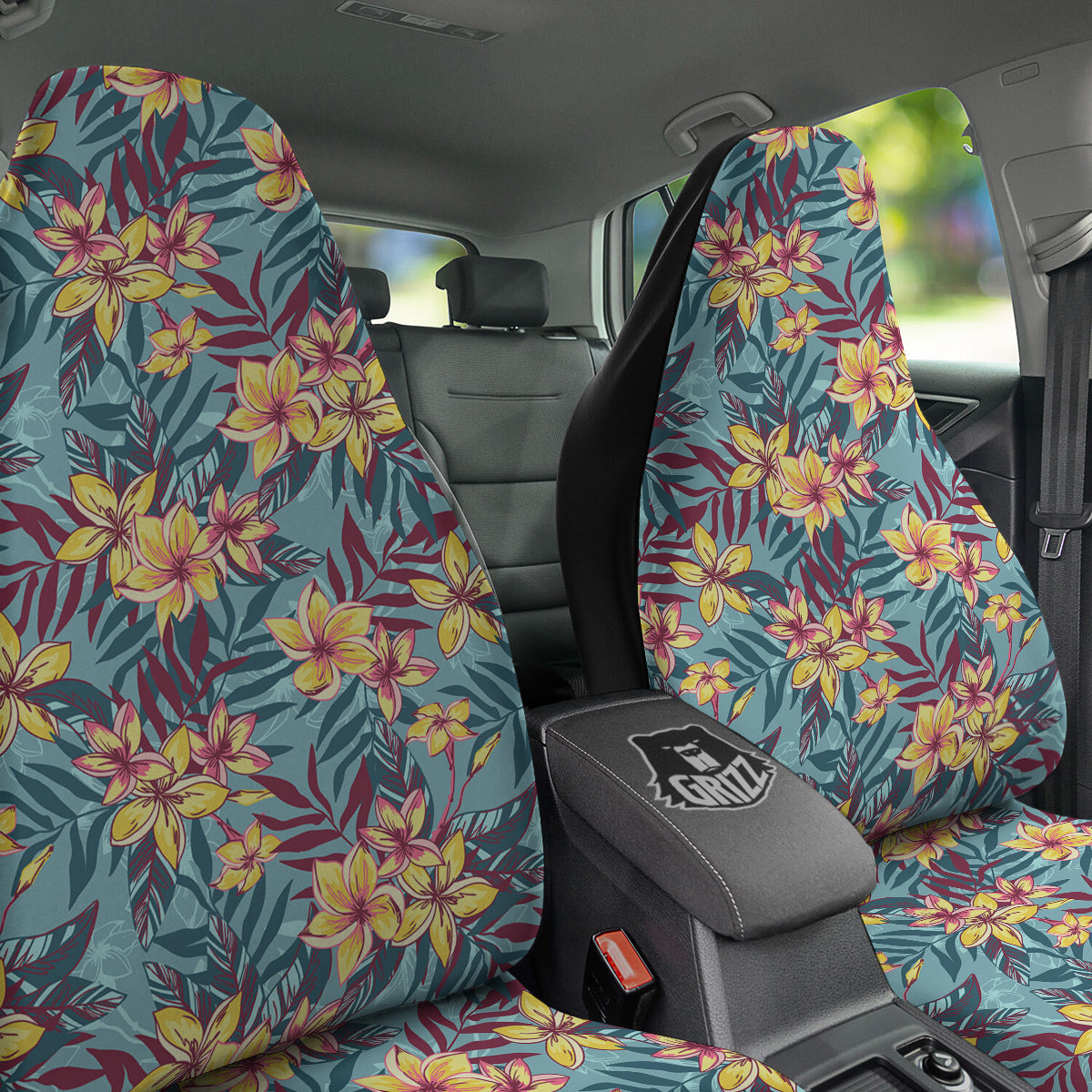 Plumeria Frangipani Tropical Print Pattern Car Seat Covers-grizzshop