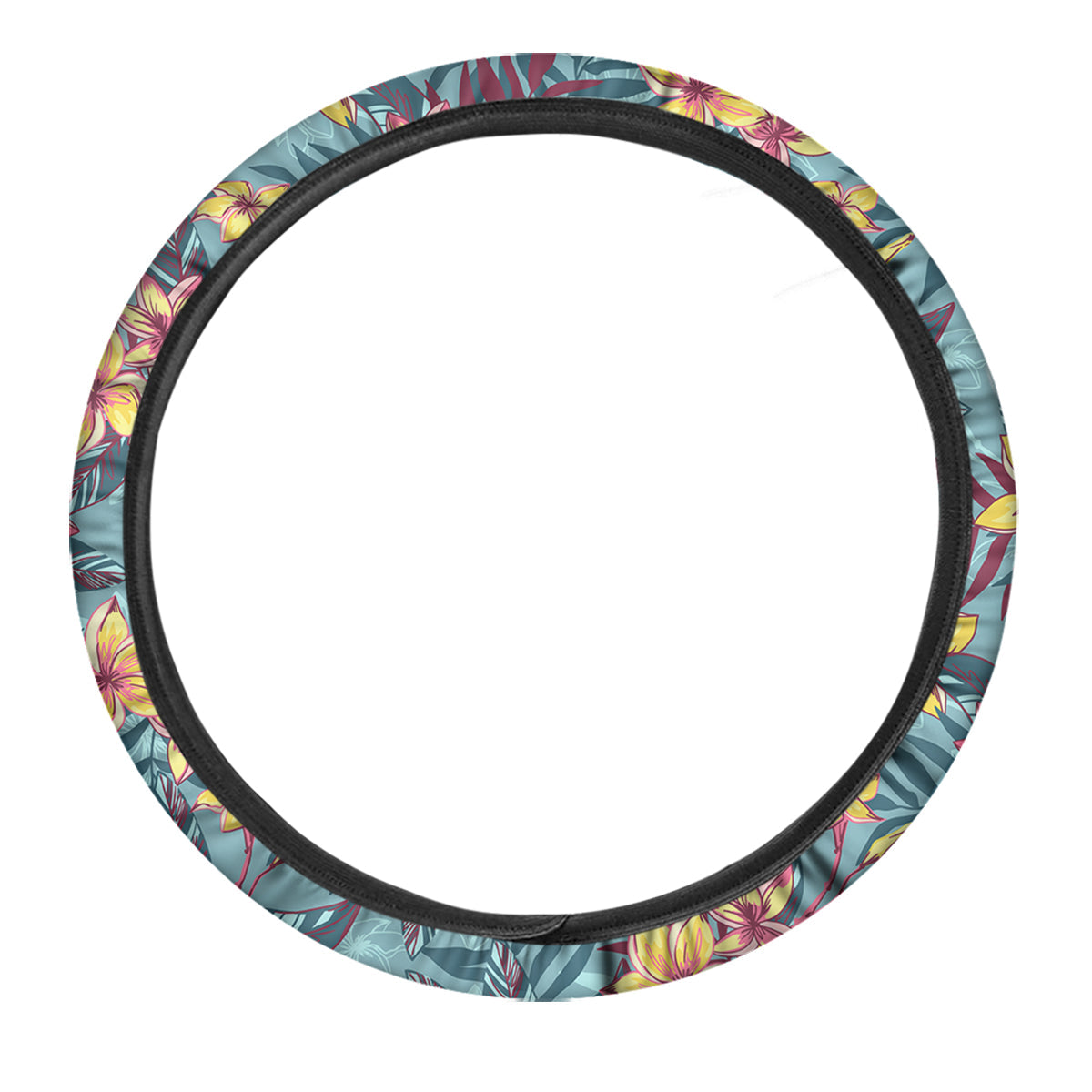Plumeria Frangipani Tropical Print Pattern Car Steering Wheel Cover-grizzshop