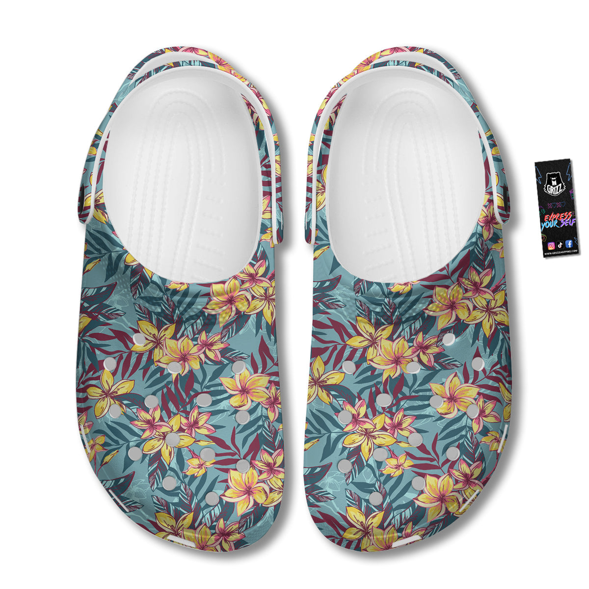 Plumeria Frangipani Tropical Print Pattern Clog-grizzshop
