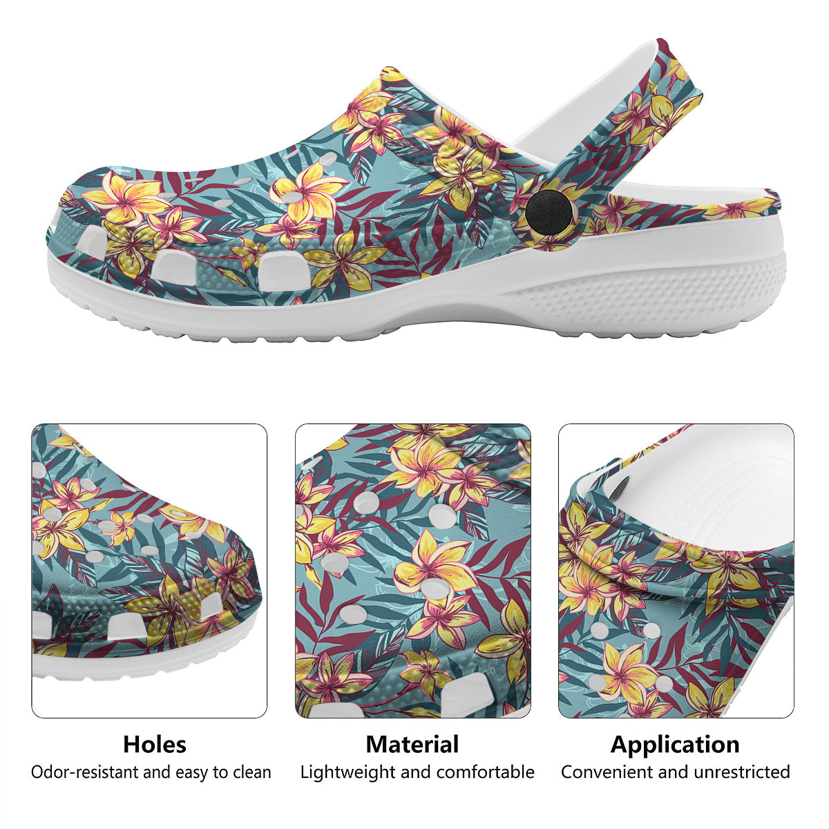Plumeria Frangipani Tropical Print Pattern Clog-grizzshop