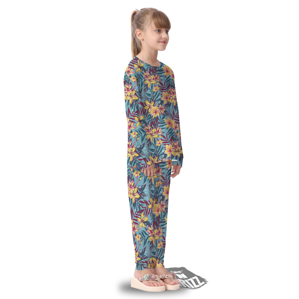 Plumeria Frangipani Tropical Print Pattern Kid's Pajamas-grizzshop