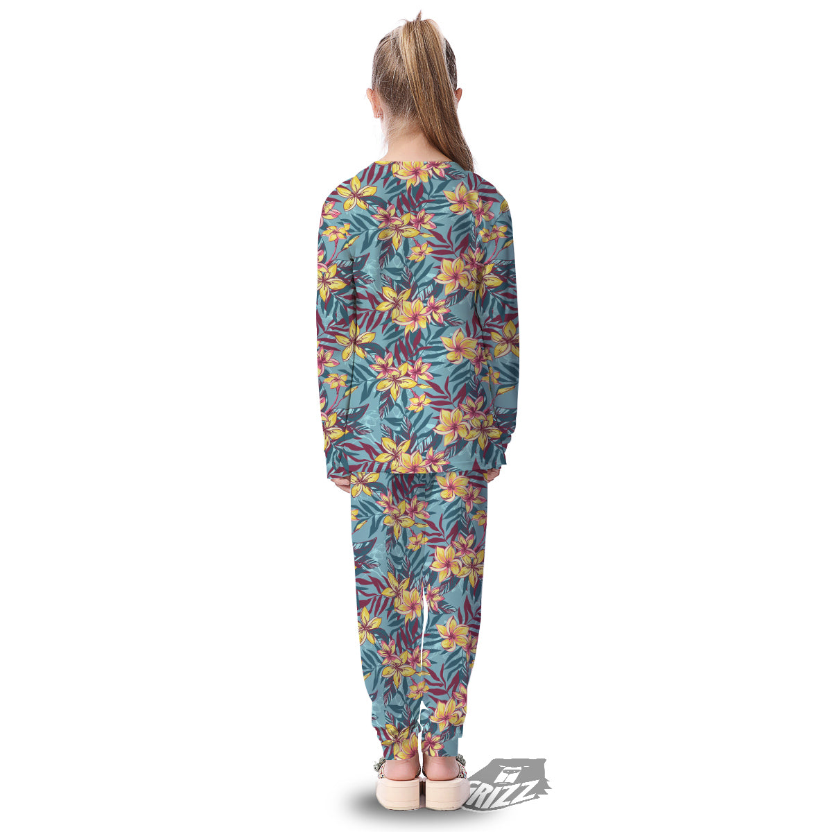 Plumeria Frangipani Tropical Print Pattern Kid's Pajamas-grizzshop