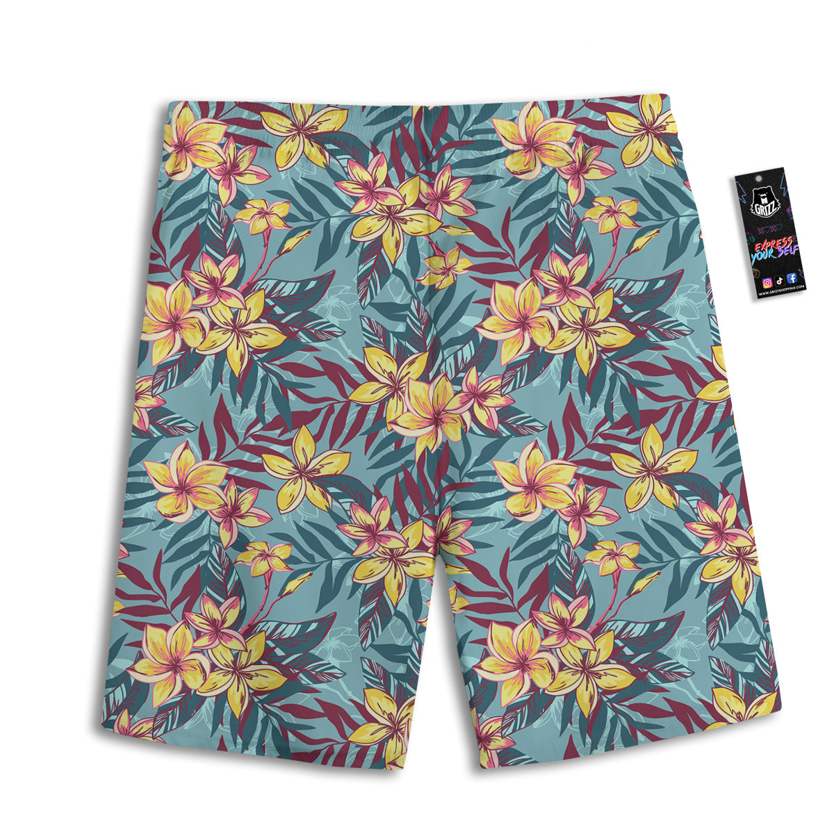 Plumeria Frangipani Tropical Print Pattern Men's Athletic Shorts-grizzshop