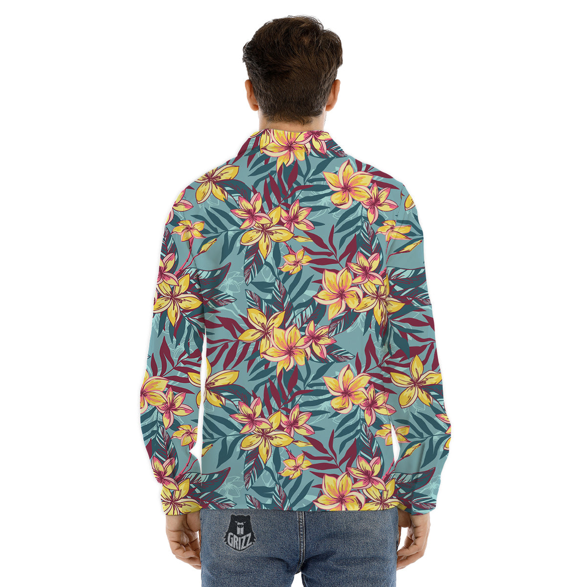 Plumeria Frangipani Tropical Print Pattern Men's Dress Shirts-grizzshop