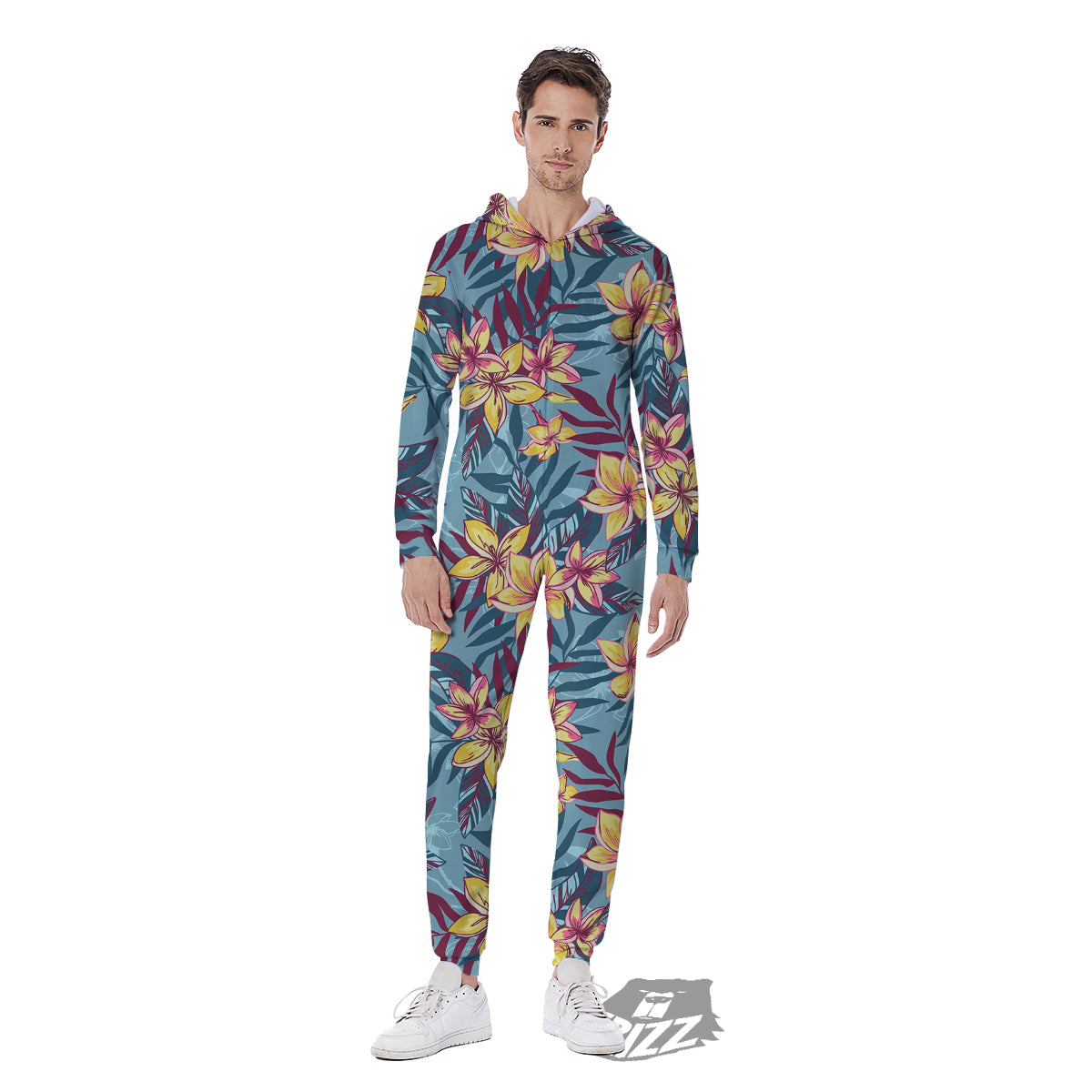 Plumeria Frangipani Tropical Print Pattern Men's Jumpsuit-grizzshop