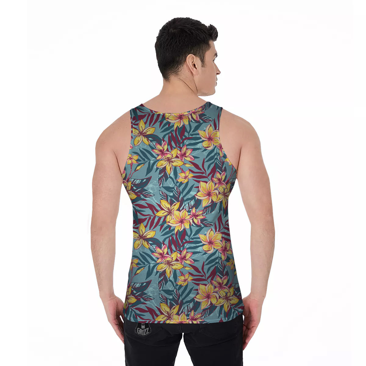 Plumeria Frangipani Tropical Print Pattern Men's Tank Top-grizzshop