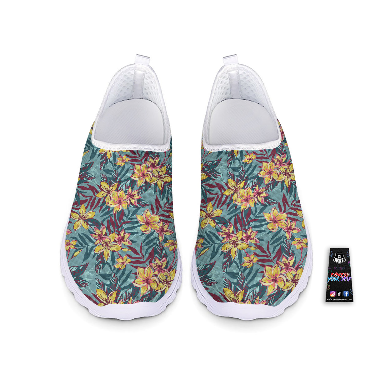 Plumeria Frangipani Tropical Print Pattern Nurse Shoes-grizzshop