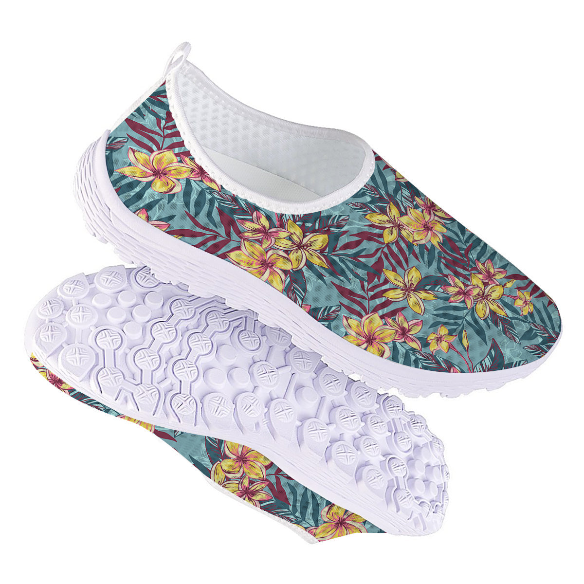 Plumeria Frangipani Tropical Print Pattern Nurse Shoes-grizzshop